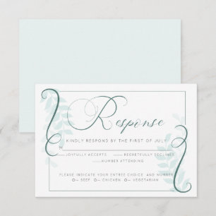 Invitation Choix de repas RSVP   Accents Jade Feuilles de Min