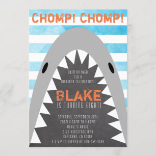 Invitation Chomp Chomp Thème de requin Anniversaire Garçon ra