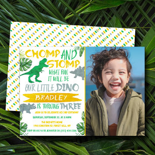 Invitation Chomp & Stomp ! Dinosaur Boys 3ème anniversaire Ph