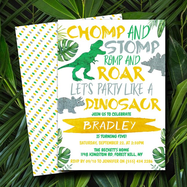 Invitation Chomp & Stomp ! Dinosaur Garçons N'Importe Quel Âg (Créateur téléchargé)