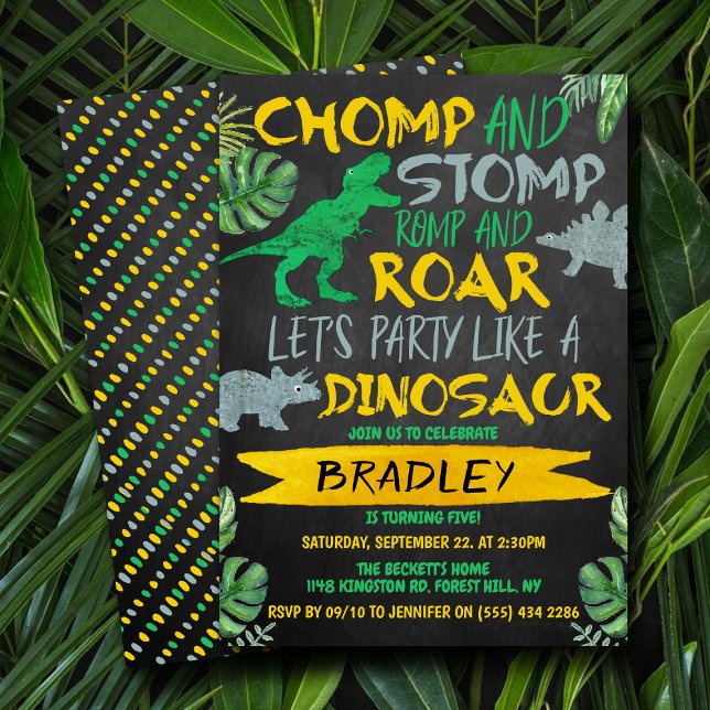 Invitation Chomp & Stomp ! Dinosaur Garçons N'Importe Quel Âg (Créateur téléchargé)