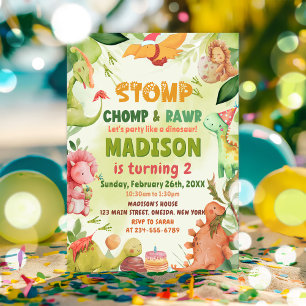 Invitation Chompe De Stompe Et Dinosaure De Verdure Rurale An
