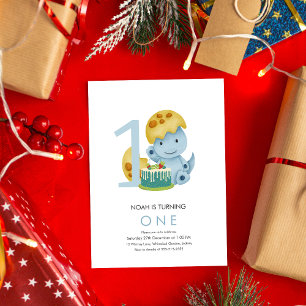 Invitation Chompe Stomp Dinosaur OLIVER 1er anniversaire