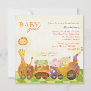 Invitation Choo Choo Train Baby Girl Baby shower