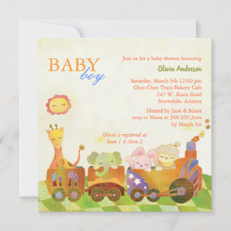 Invitation Choo Choo Train Baby shower bébé garçon