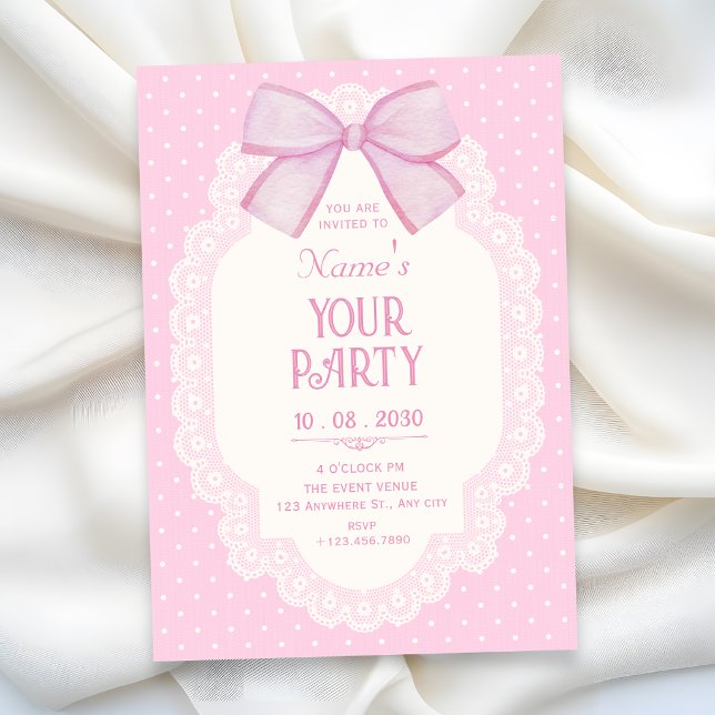 Invitation Choquette à ruban rose  (Créateur téléchargé)