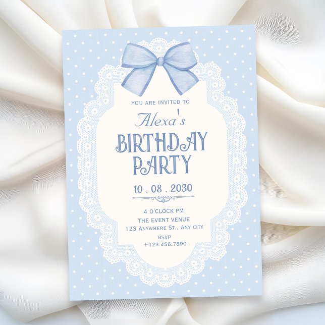 Invitation Choquette d'anniversaire à ruban bleu (Créateur téléchargé)