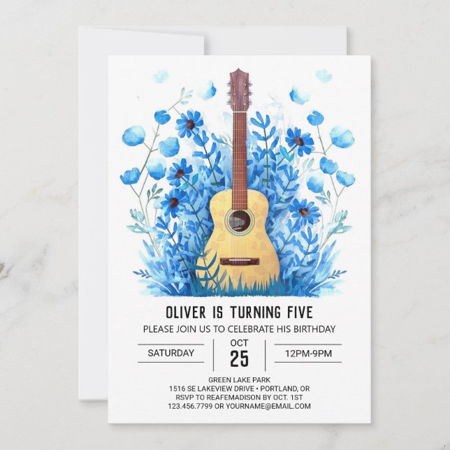 Invitation Chord Musician's Guitar Boy Birthday (Devant)