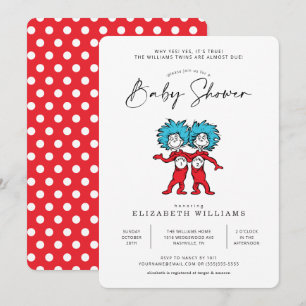 Invitation Chose Un Chose Deux Jumeaux Fille et Garçon Baby