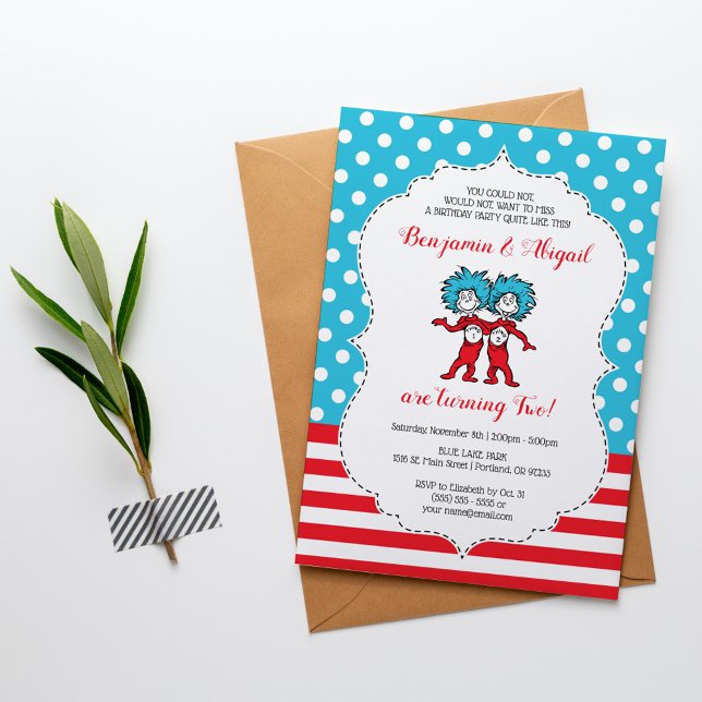 Invitation Chose Une Chose Deux | Anniversaire de Jumeaux (Créateur téléchargé)