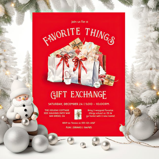 Invitation Choses favorites Noël échange cadeau de Noël (Créateur téléchargé)