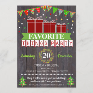 Invitation Choses préférées Échange de cadeaux de Noël