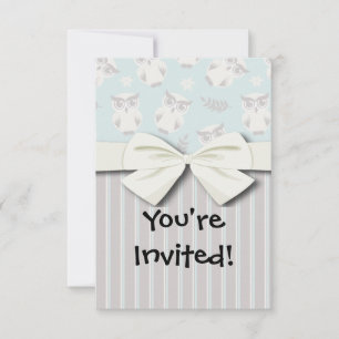 Invitation chou blanc mignon motif et rayures