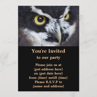 Invitation Chouette à lunettes noires et blanches