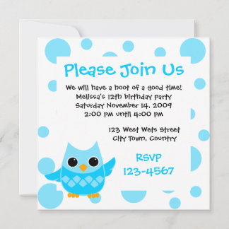 Invitation Chouette bleue