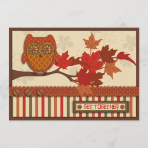 Invitation Chouette charnue à la branche Thanksgiving