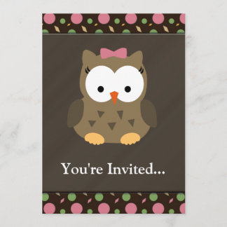 Invitation Chouette de petite fille mignonne avec son cou ros