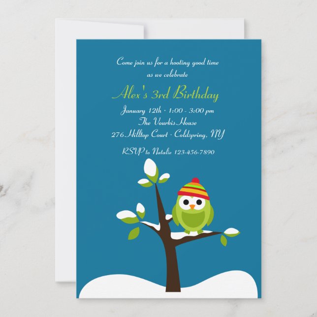 Invitation Chouette d'Hiver (Devant)