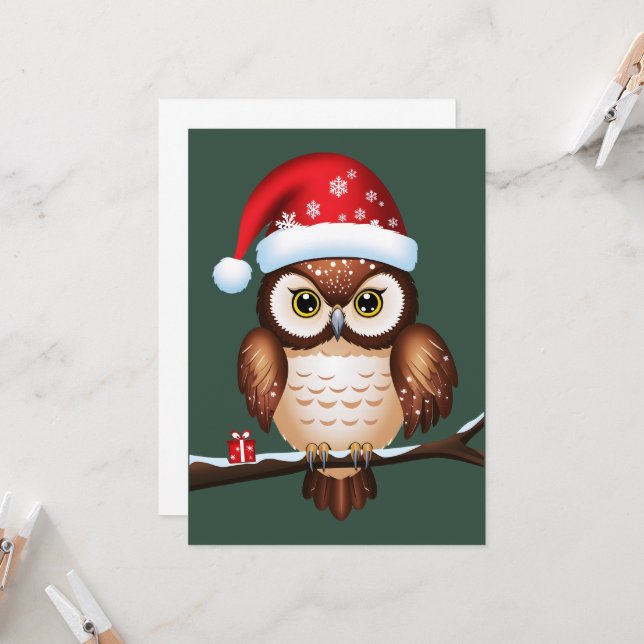 Invitation Chouette Noël (Devant/Arrière en situation)