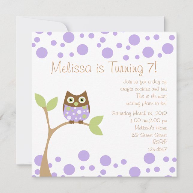 Invitation Chouette pourpre (Devant)
