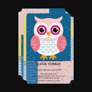 Invitation Chouette rose mignonne Baby shower boisé neutre pa