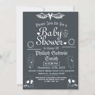 Invitation Chouette Vintage Élégant Gothique, Baby shower Hal