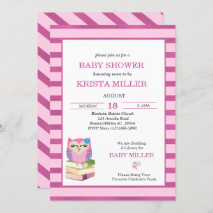 Invitation Chouette Violette Rose Apporte Un Baby shower De L