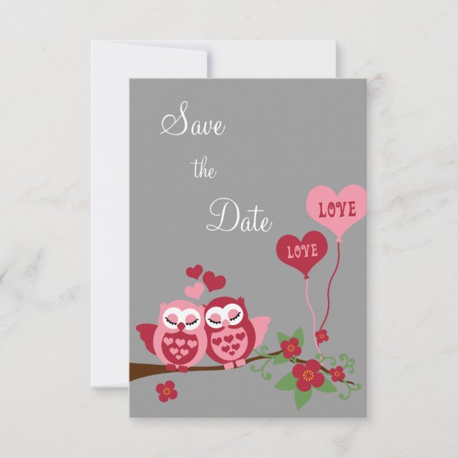 Invitation Chouettes amoureuses Enregistrer la date (Devant)