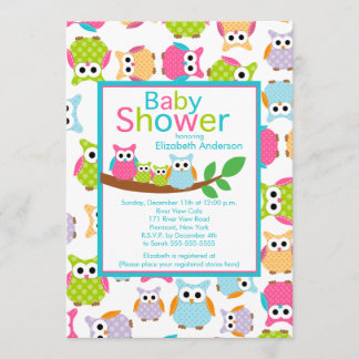 Invitation Chouettes de papa et maman avec Baby shower TWINS 