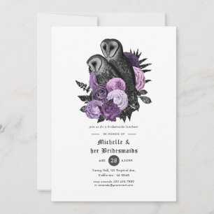 Invitation Chouettes florales violettes Poules gothiques Mari