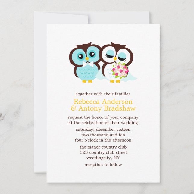 Invitation Chouettes mariages (Devant)