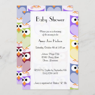 Invitation Chouettes mignonnes, Chouette Motif, Chouettes col