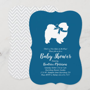 Invitation Chow Chow Chien Baby shower Garçon bleu