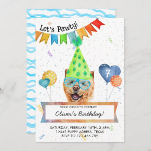 Invitation Chow Chow Lets Pawty Dog Anniversaire