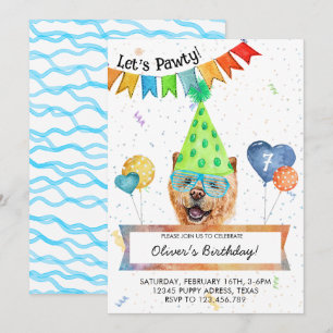 Invitation Chow Chow organise une fête d'anniversaire pour ch