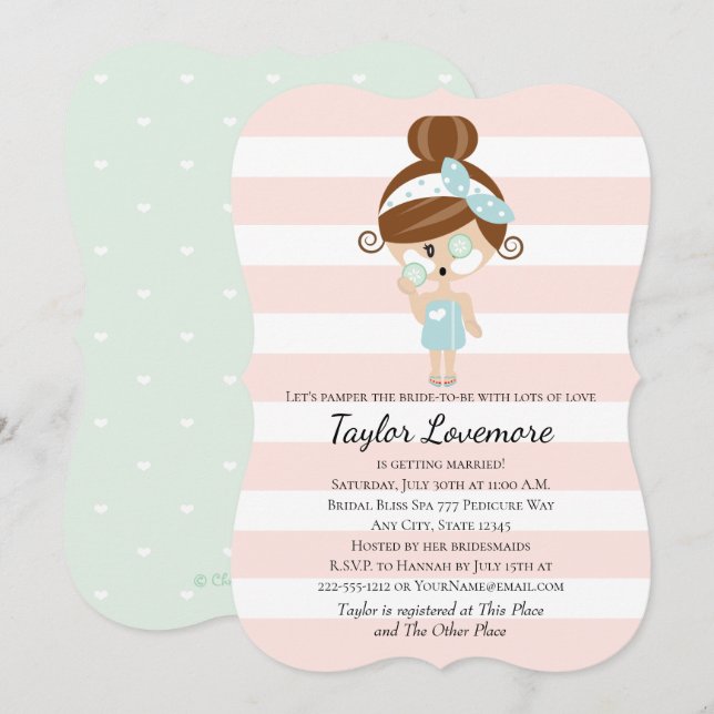 Invitation Choyez la brune de jour de spa d'invitations de (Devant / Derrière)