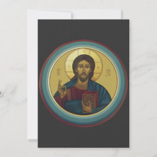 Invitation Christ Pantocrator byzantin Mosaïque ronde Art