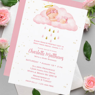 Invitation Christain Religieux Heavent Envoyé Filles Baby sho