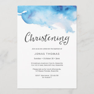 Invitation Christening   éclaboussures d'aquarelle