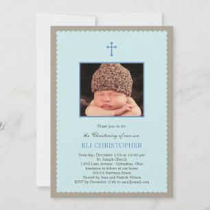 Invitation Christening Frame - Bleu
