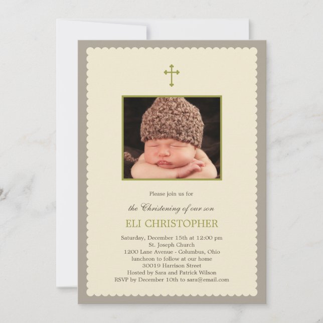 Invitation Christening Frame - Tan (Devant)