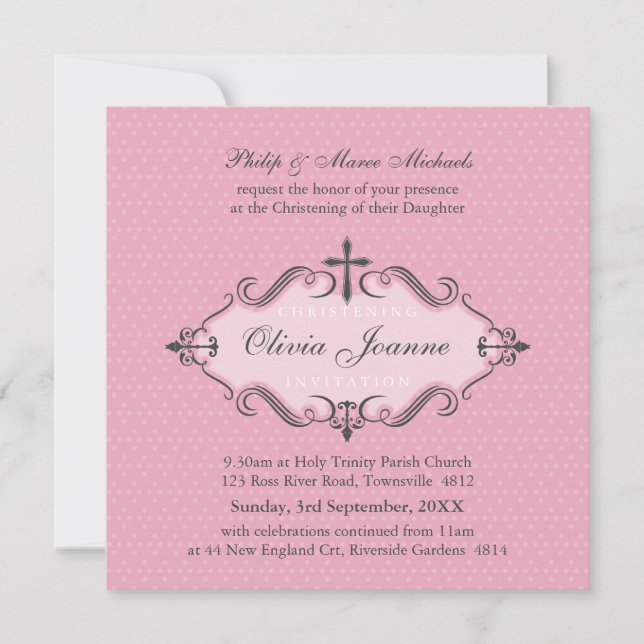 Invitation CHRISTENING INVITES : viva 8SQ (Devant)