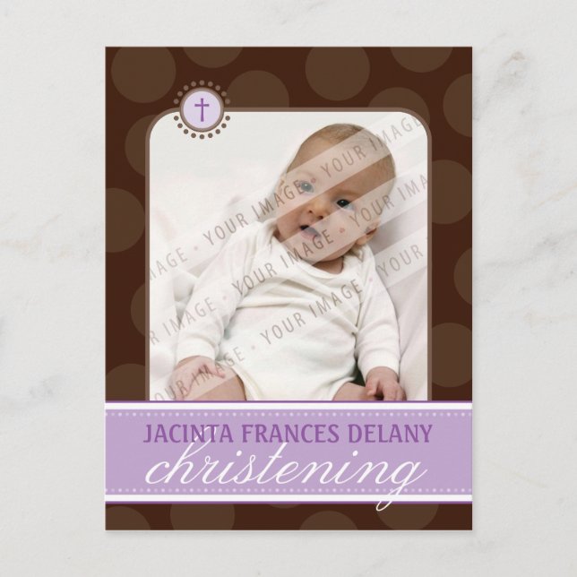 INVITATION CHRISTENING :: pois polka - violet (Devant)