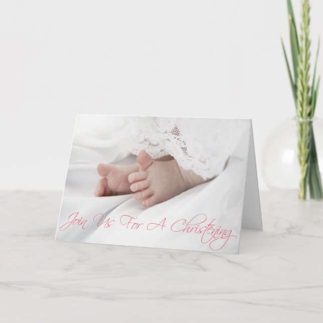 Invitation Christening pour bébé fille faire défil (Devant)