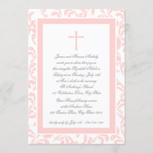 Invitation Christening Soft Rose Paisley
