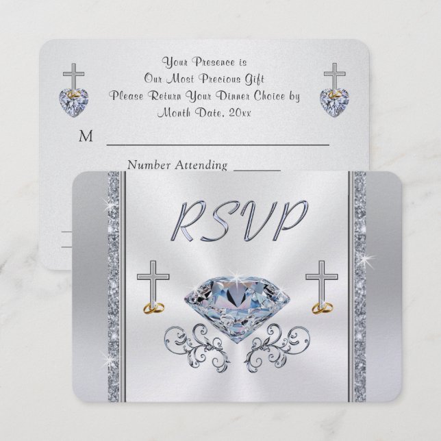 Invitation Christian 60e anniversaire RSVP avec choix de menu (Devant / Derrière)