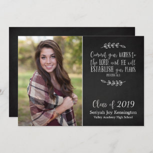 Invitation Christian Bible Verse Graduation Chalkboard Photo