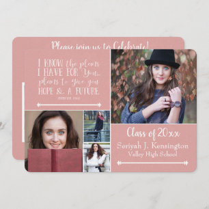 Invitation Christian Bible Verse Graduation Photo Collage