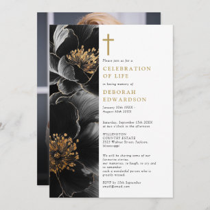 Invitation Christian Elégant Floral Célébration De La Vie Pho