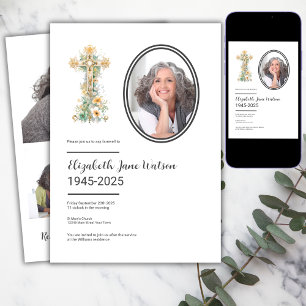 Invitation Christian Floral Cross